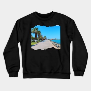 Beautiful photography of ocean, palm trees and blue sky Crewneck Sweatshirt
